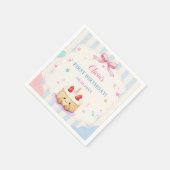 かわいいケーキの1歳の誕生日パーティー スタンダードカクテルナプキン (角)