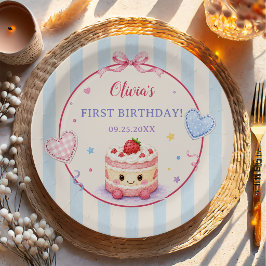 かわいいケーキの1歳の誕生日パーティー ペーパープレート