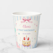 かわいいケーキの1歳の誕生日パーティー 紙コップ (裏面)