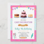 かわいいケーキデコレーションのパーティー招待状 招待状 (正面)
