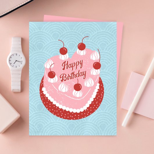 かわいいケーキハートお誕生日おめでとう シーズンカード