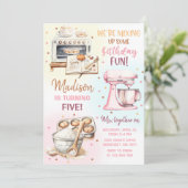 かわいいケーキパーティー少女の誕生日 招待状 (スタンド正面)