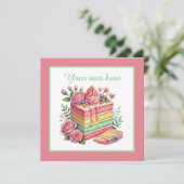 かわいいケーキベーカリーパーティー 招待状 (スタンド正面)