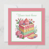 かわいいケーキベーカリーパーティー 招待状 (正面)