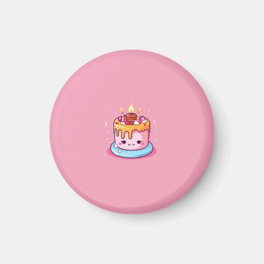 かわいいケーキマグネット ピンク マグネット (正面)