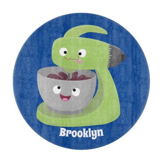 かわいいケーキミキサーのキッチンアニメ カッティングボード (正面)