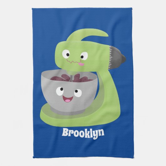 かわいいケーキミキサーのキッチンアニメ キッチンタオル (縦)