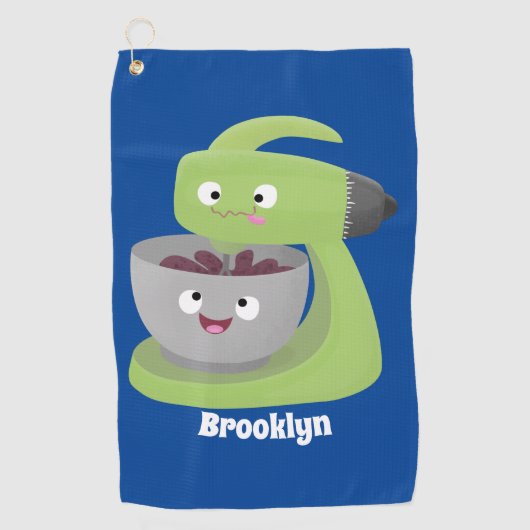 かわいいケーキミキサーのキッチンアニメ ゴルフタオル (正面)