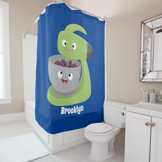 かわいいケーキミキサーのキッチンアニメ シャワーカーテン (インサイチュ)