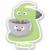 かわいいケーキミキサーのキッチンアニメ シール (正面)