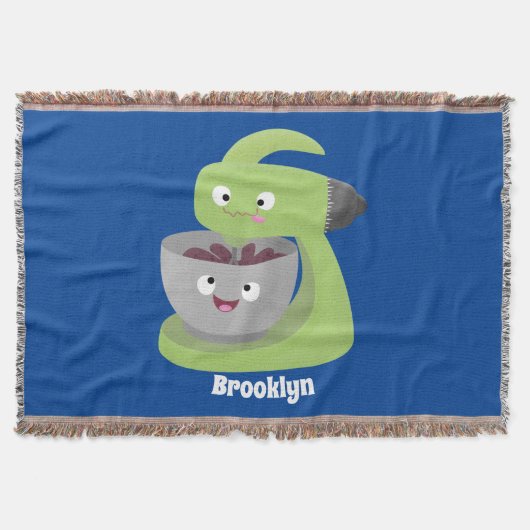 かわいいケーキミキサーのキッチンアニメ スローブランケット (正面)