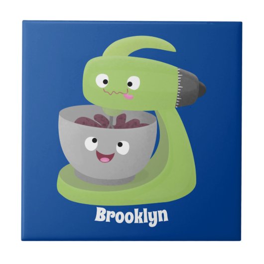 かわいいケーキミキサーのキッチンアニメ タイル (正面)