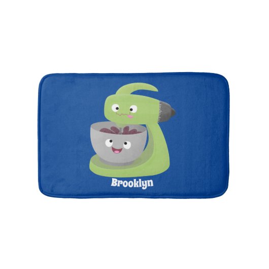 かわいいケーキミキサーのキッチンアニメ バスマット (正面)