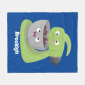 かわいいケーキミキサーのキッチンアニメ フリースブランケット (正面(横))