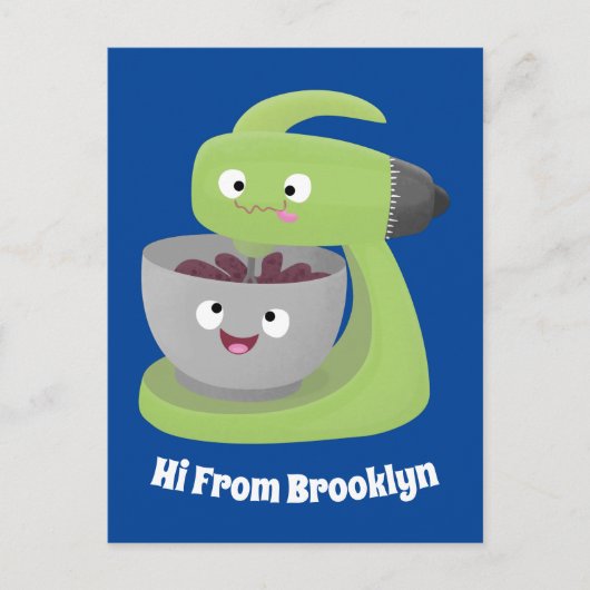 かわいいケーキミキサーのキッチンアニメ ポストカード (正面)