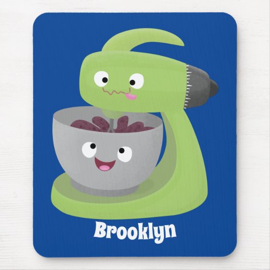 かわいいケーキミキサーのキッチンアニメ マウスパッド (正面)