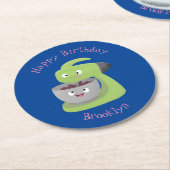 かわいいケーキミキサーのキッチンアニメ ラウンドペーパーコースター (アングル)