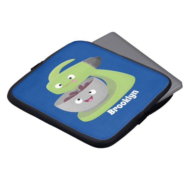 かわいいケーキミキサーのキッチンアニメ ラップトップスリーブ (正面上部)