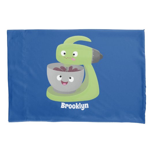 かわいいケーキミキサーのキッチンアニメ 枕カバー (正面)