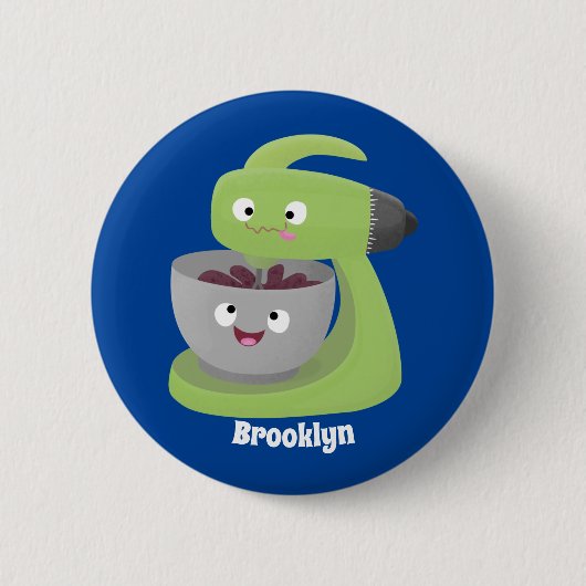 かわいいケーキミキサーのキッチンアニメ 缶バッジ (正面)