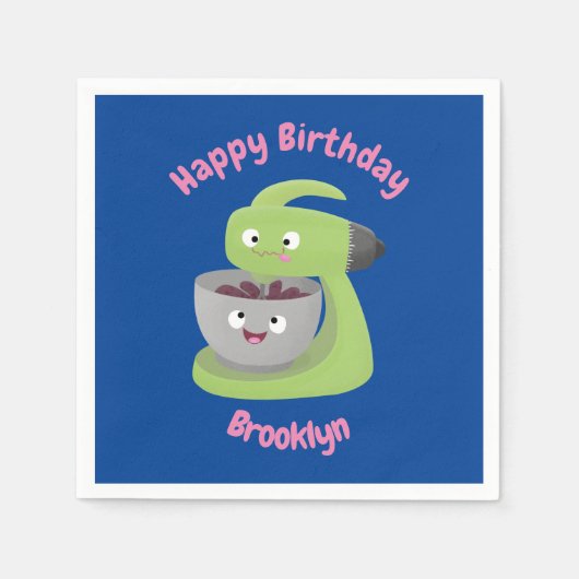 かわいいケーキミキサーのキッチンアプライアンス漫画のナプキン スタンダードカクテルナプキン (正面)