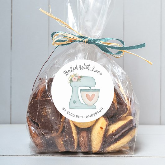 かわいいケーキミキサー焼き愛クラシックラウンドステッカー ラウンドシール