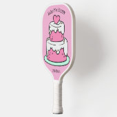 かわいいケーキ名前をカスタムする、文字&カラー ピックルボールラケット (左)