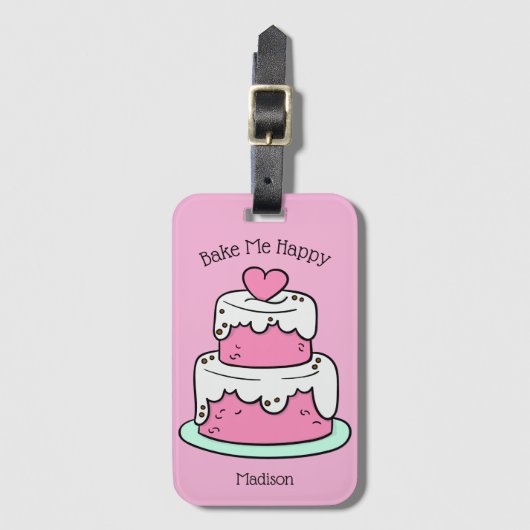 かわいいケーキ名前をカスタムする、文字&カラー ラゲッジタグ (正面縦)