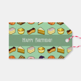 かわいいケーキ お誕生日おめでとう! ケーキ&ペストリー柄 ギフトタグ