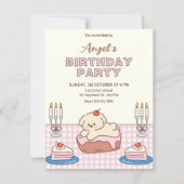 かわいいケーキ 誕生日 招待状 (正面)