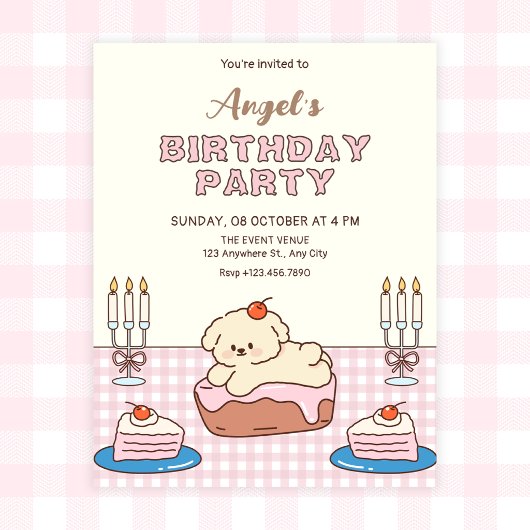 かわいいケーキ 誕生日 招待状