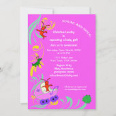 かわいいケージャンの生き物それは女の子のベビーシャワーです 招待状 (正面)