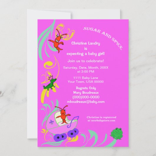 かわいいケージャンの生き物それは女の子のベビーシャワーです 招待状 (正面)