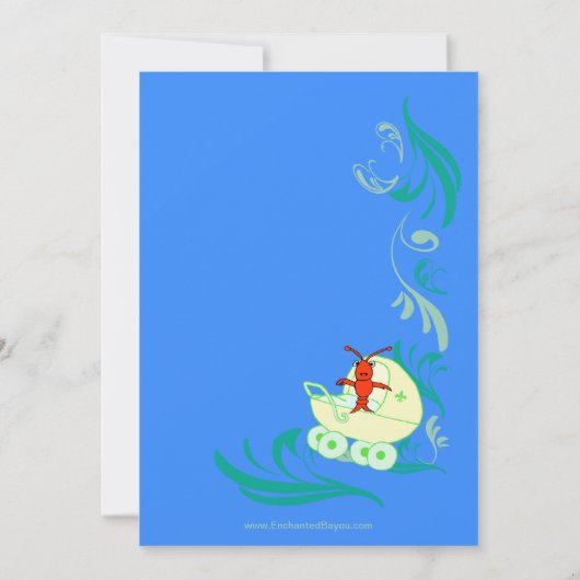 かわいいケージャンの生き物それは男の子のベビーシャワーです 招待状 (裏面)