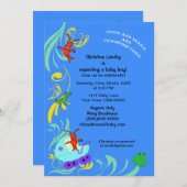 かわいいケージャンの生き物それは男の子のベビーシャワーです 招待状 (正面/裏面)