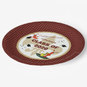 かわいいケージャンのCrawfishのあずき色の金ゴールドの卒業 ペーパープレート (アングル)