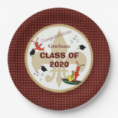 かわいいケージャンのCrawfishのあずき色の金ゴールドの卒業 ペーパープレート (正面)