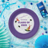 かわいいケージャンのCrawfishの紫色の卒業 ペーパープレート (パーティー)