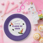 かわいいケージャンのCrawfishの紫色の卒業 ペーパープレート (パーティー)