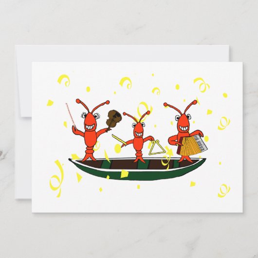 かわいいケージャン音楽Crawfishのパーティの招待状 招待状 (正面)