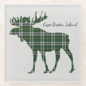 かわいいケープ・ブレトン島のアメリカヘラジカのタータンチェックの飲み物のコースター ガラスコースター (正面)