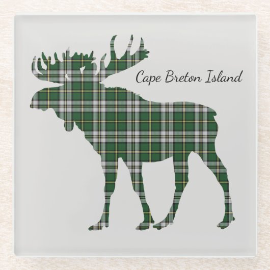 かわいいケープ・ブレトン島のアメリカヘラジカのタータンチェックの飲み物のコースター ガラスコースター (正面)
