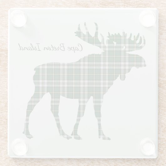 かわいいケープ・ブレトン島のアメリカヘラジカのタータンチェックの飲み物のコースター ガラスコースター (裏面)