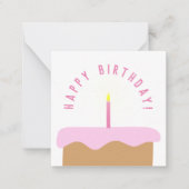 かわいいケ図解入りの、写真付きのーキ誕生日カード |ピンク/白 ノートカード (正面)