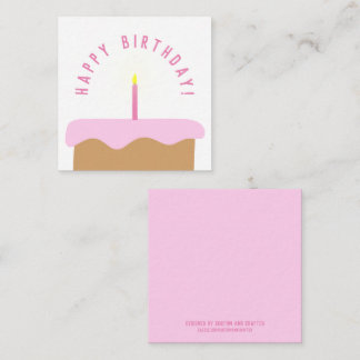 かわいいケ図解入りの、写真付きのーキ誕生日カード |ピンク/白 ノートカード