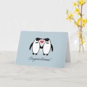 かわいいゲイペンギン結婚ズおめでとう カード (黄色い花)