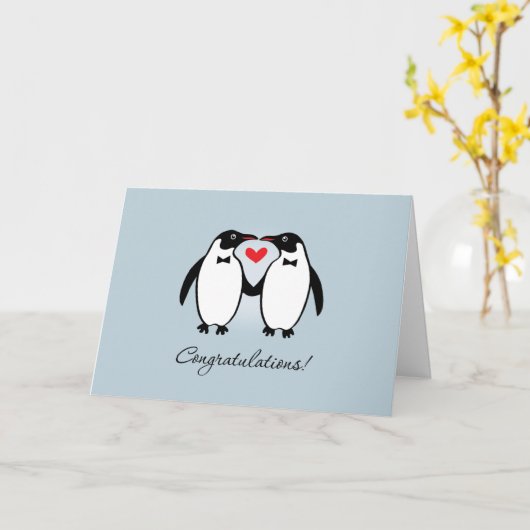 かわいいゲイペンギン結婚ズおめでとう カード (黄色い花)