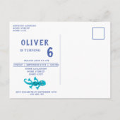 かわいいゲコ リザード ブルー 子供の誕生日パーティー インビテーションポストカード (裏面)