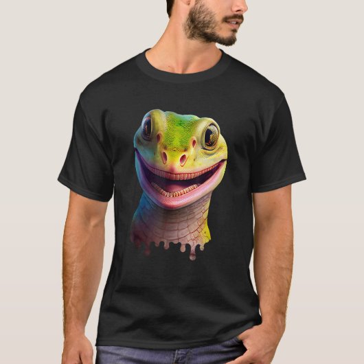 かわいいゲッコ野生動物トカゲ Tシャツ (正面)