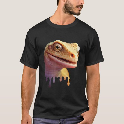 かわいいゲッコ野生動物トカゲ Tシャツ (正面)